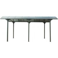 Foresta – Carport aluminium 27,51 m² pour camionnette, camping-car, caravane et bateau – Toit polycarbonate translucide foncé – Hauteur de passage 2,96 m – Gris anthracite