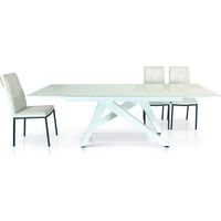 Tavolo vetro bianco allungabile 160x90 cm - 240x90 cm gambe a V