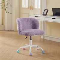 Chaise de bureau pour fille en fausse fourrure de lapin, de coiffeuse pivotante et réglable, bureau chambre, bureau