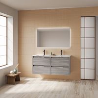 Mobile bagno sospeso 120 cm grigio sabbiato con lavabo - Bristol - grigio 120 cm Con specchio e lampada LED - Colore: grigio - Accessorio: Standard - Misura: 120 cm