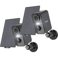 2Stk.ieGeek 2K Überwachungskamera Aussen Akku Solar, 5200mAh Akku Kamera Überwachung Aussen WLAN, PIR-Bewegungserkennung, Bunte Nachtsicht, 2-Wege-Audio, Spotlights, Alexa-kompatibel