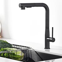 Grifo de cocina negro, grifo extensible, mezclador de fregadero de alta presión con rociador extraíble de doble chorro, grifo giratorio de 360°, grifo mezclador de cocina negro.