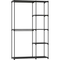 Armoire en tissu noire penderie étagères 111x43x185 cm