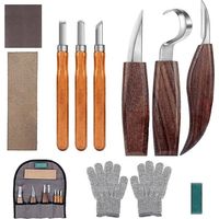 -10 outils de sculpture sur bois, kit de sculpture sur bois avec 3 ciseaux à bois, 3 couteaux de sculpture sur bois, ensemble de couteaux de sculpture, outils professionnels de sculpture sur bois
