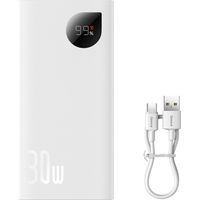 Batterie externe Adaman2 10 000 mAh avec affichage numérique, 2 ports USB-A / 1 port USB-C, 30 W, blanche