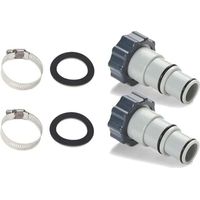 Adattatore filettato per fascetta stringitubo di ricambio (confezione da 2) per piscine Intex, compatibile con pompe filtro, cloratori e sistemi a sale con tubo filettato.