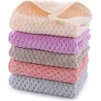 Juego de 5 paños de cocina de forro polar coral, ultra absorbentes y de secado rápido, con presilla para colgar.