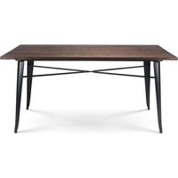 Tavolo Factory 160 x 80 cm in metallo nero opaco e piano in legno scuro