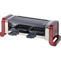 Service à raclette / gril /pierre - 350W - 2 poêlons - 2 spatules - Rouge - KITCHENCHEF
