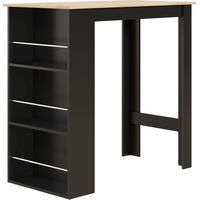 Mesa Alta de Bar Mesa de Cocina con 3 Estantes Marco Estilo Moderno 112x57x106 cm Negro y Natural