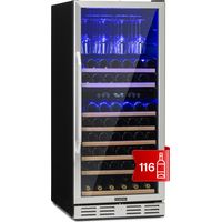 Klarstein – Cave à vin encastrable 306L – Double zone de température 5-12°C et 10-20°C – 116 bouteilles – Verre anti-UV – Moteur silencieux 41 dB