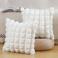 Lot de 2 À Carreaux Housses de Coussin en Peluche en Fausse Fourrure Housse de Coussin décorative Douce moelleuses pour Coussin de Chambre à Coucher de canapé Blanc crème 45x45 cm