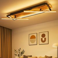 Plafonnier plafonnier orientable et orientable 2x spots LED laiton aspect bois L 81 cm