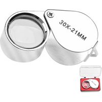 Loupe de bijouterie 30x, avec étui, idéale pour la lecture, les livres, les journaux, l'observation des insectes, les loisirs, etc. (Grossissement 30x)