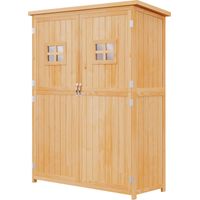 Casetta da Giardino con Porta Doppia, Mensole e Finestre, 127.5x50x164cm