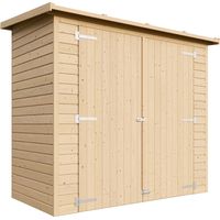 Abri à outils en bois Naturel - Stockage extérieur sans fenêtres H194x123x223 cm/2,1 m² hangar en bois naturel - Atelier rangement outils - TIMBELA M348