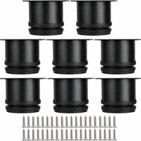 Lot de 8 Pieds Réglables Meubles, Ø 50mm Hauteur 50mm Acier Inoxydable Noir, Charge 150kg, Pour Canapé Table Armoire