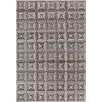 Tapis salon 80 x 240 cm, motif géométrique, beige et gris, poils ras pour un toucher doux, design épuré et structure plate, idéal pour couloir