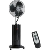 Ventilateur sur pied oscillant 3 en 1 avec brumisateur. Télécommande et minuterie 9 heures. 45 x 38 x 130 cm. Noir.