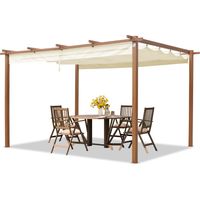 PRIMEYARD Pergola 3x4 m gazebo da giardino con tetto scorrevole struttura in acciaio look legno