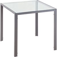 Mesa de Comedor de Cristal Mesa de Cocina Cuadrada para 4 Personas con Patas de Metal para Salón 75x75x75 cm Gris