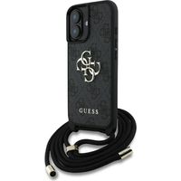 Guess 4G Big Logo Cord Strap Crossbody - Hülle für iPhone 16 (Schwarz)