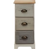 Rebecca Mobili Kommode Nachttische 3 Schubladen Holz Beige Grau Weiß 62x29x25
