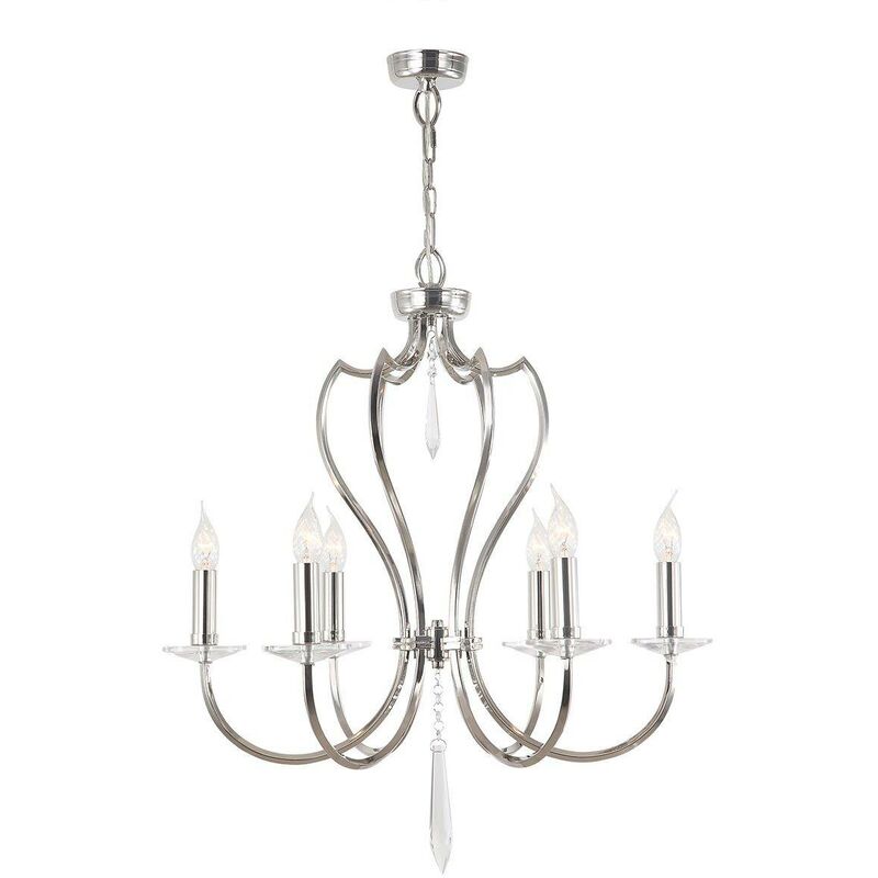 Elstead Lighting - Elstead Pimlico - 6 Light Chandelier Polished Nickel Finish, E14