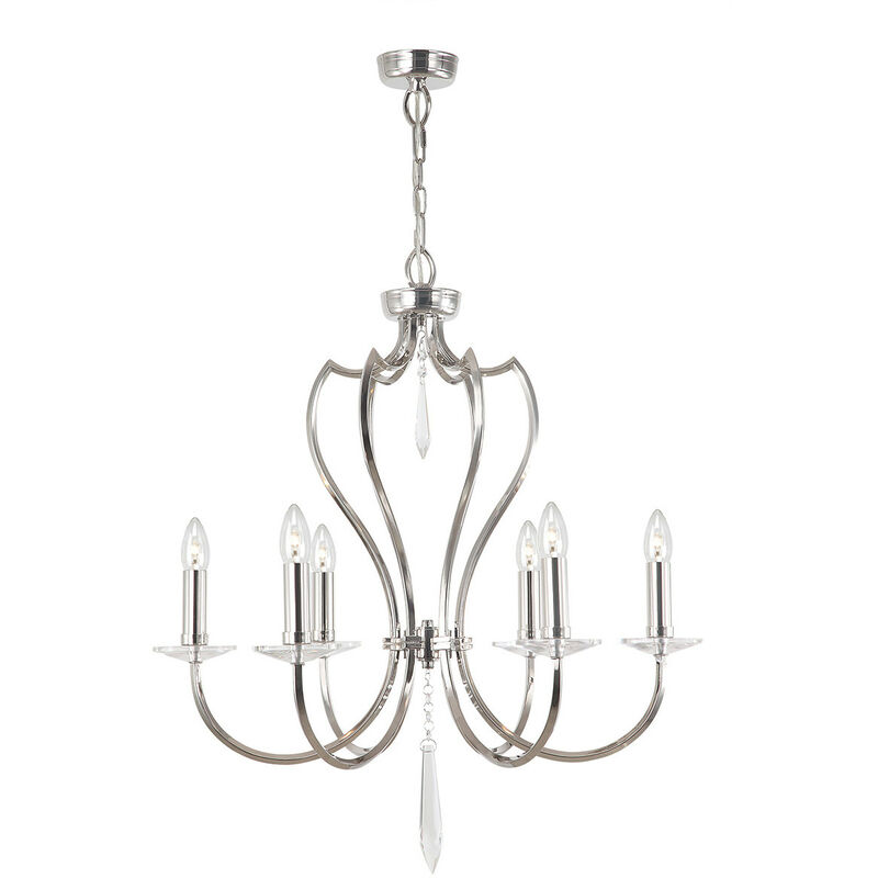 Pimlico - 6 Light Chandelier Polished Nickel Finish, E14 - Elstead