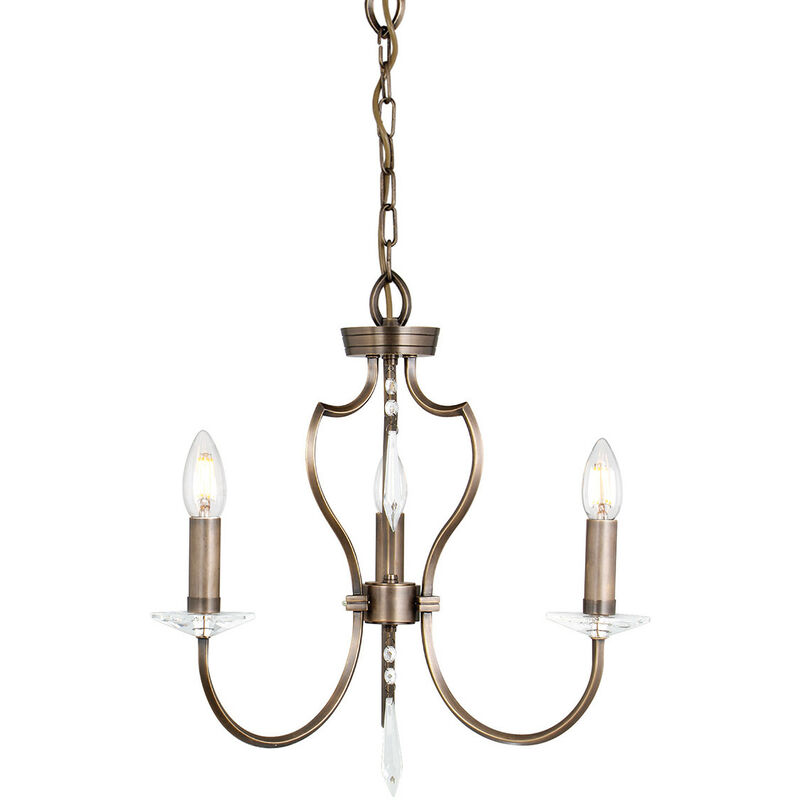 Pimlico - Chandelier 3 Light Dark Bronze Finish, E14 - Elstead