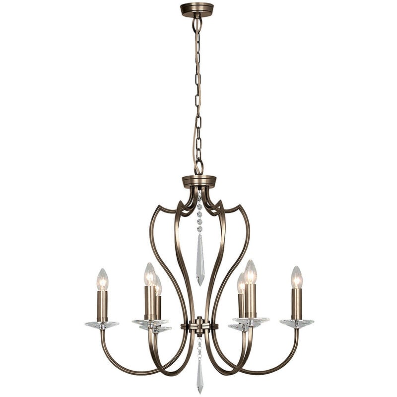 Pimlico - 6 Light Chandelier Dark Bronze Finish, E14 - Elstead