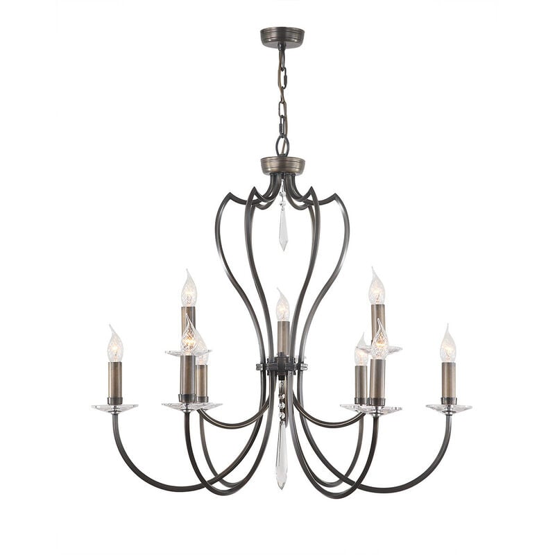 Pimlico - 9 Light Chandelier Dark Bronze Finish, E14 - Elstead