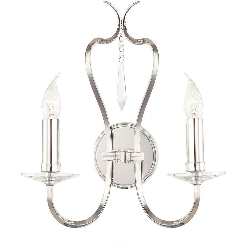 Elstead Lighting - Elstead Pimlico - 2 Light Indoor Candle Wall Light Polished Nickel, E14