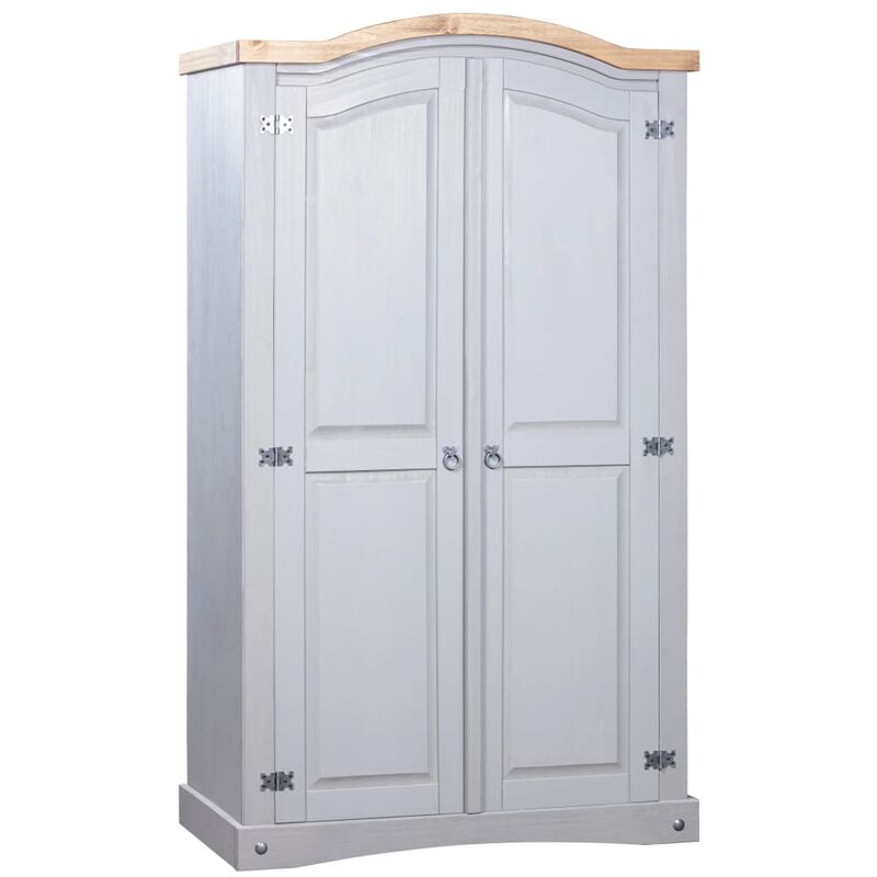 Nova - Pin de garde-robe en bois de pin mexicain avec 2 portes de différentes couleurs Couleur : gris