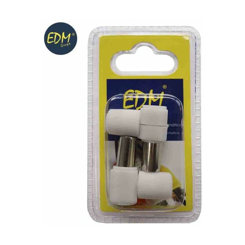 EDM - Spina maschio + spina femmina angolata - Connettori elettrici bianchi - Polietilene compatto 9,5 mm