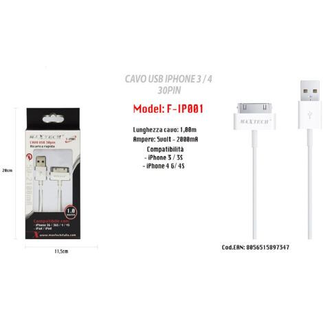 Pin Iphone 3 / 3s / 4g / 4s Ipad Ipod Maxtech F-ip001