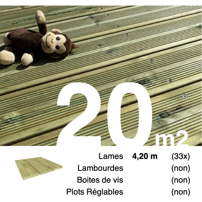 Terrasseenbois.fr - Planches de terrasse Pin autoclave Vert pour 20 m² • Longueur 4,2 m