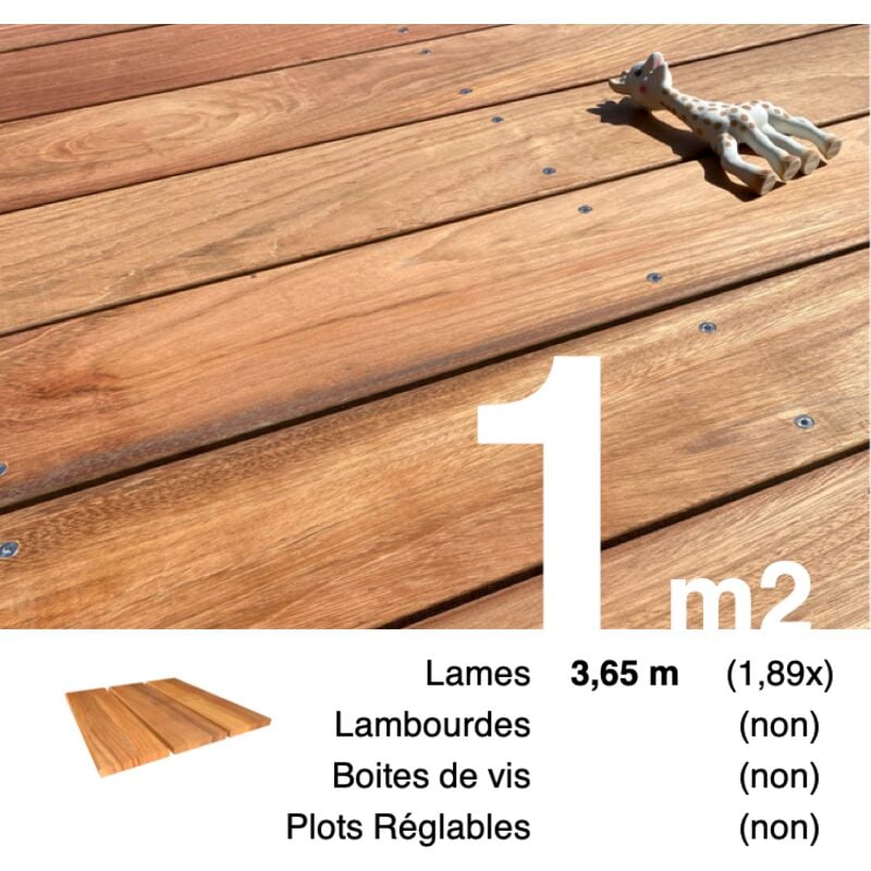 Terrasseenbois.fr - Planches de terrasse bois exotique jatoba pour 1 m² • Longueur 3,65 m