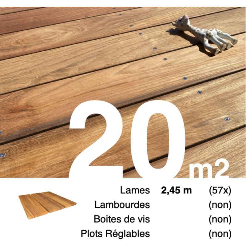Planches de terrasse bois exotique JATOBA pour 20 m² • Longueur 2,45 m • Livraison gratuite