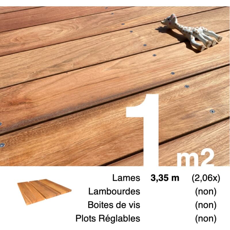 Terrasseenbois.fr - Planches de terrasse bois exotique jatoba pour 1 m² • Longueur 3,35 m