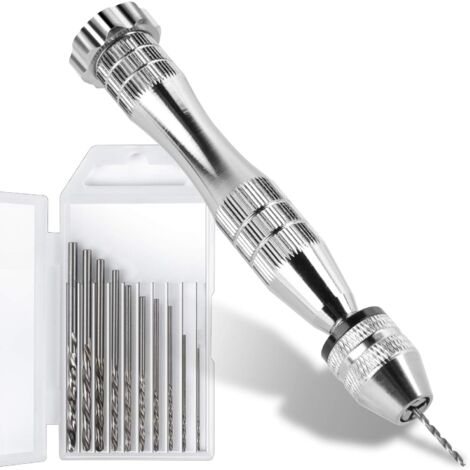 Pin Vise for Resin Casting Molds, Steel Hand Drill, Resin Drill with 10 Drill Bits, Precision Hand Drill Tools for Epoxy Resin Crafts, Wood, Clay, Resin Keychain Jewelry Making