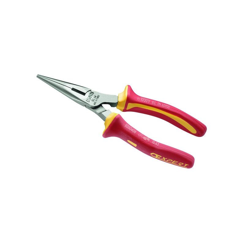 Pince à bec demi-rond isolé 1000V - Longueur totale : 160 mm - Longueur des becs : 0 mm Expert