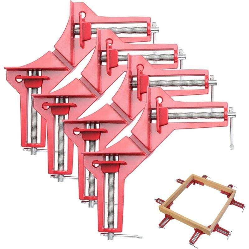 Image of Pince à Angle Droit à 90 Degrés - Serre-Joint pour Menuiserie - Réglable - 4 Pièces