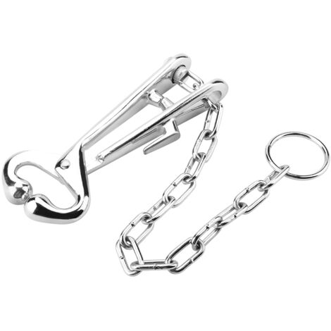 Pince à anneau de nez de vache en acier inoxydable Clip de bovin de bétail de taureau avec outil de traction de chane.
