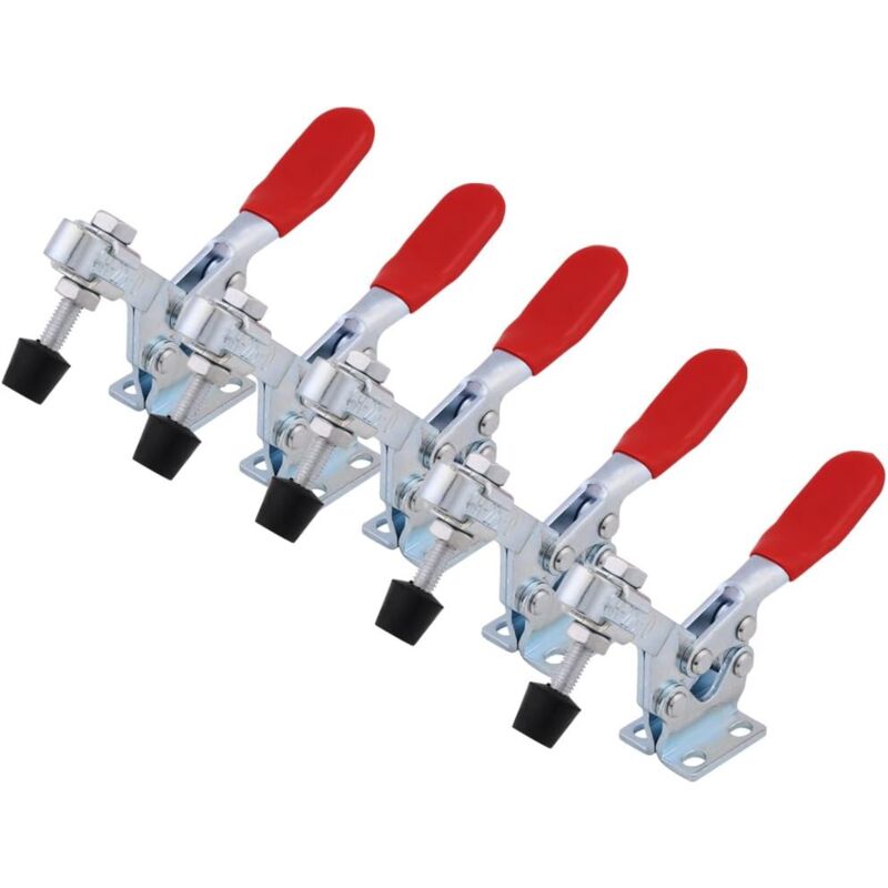 Ymyny - Pince à Bascule à Déblocage Rapide 5PCS GH-225-D 227KG 500lbs Pinces à Bascule de Type Vertical à Poignée Robuste Rouge