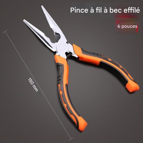 Pince à bec long en acier chrome-vanadium - Qualité industrielle - Multifonctionnelle