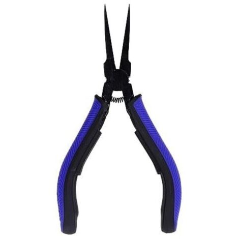 Pince à bec plat et effilé longue portée pour bijouterie – mâchoires en acier au carbone, poignées ergonomiques TPR – lot de 1