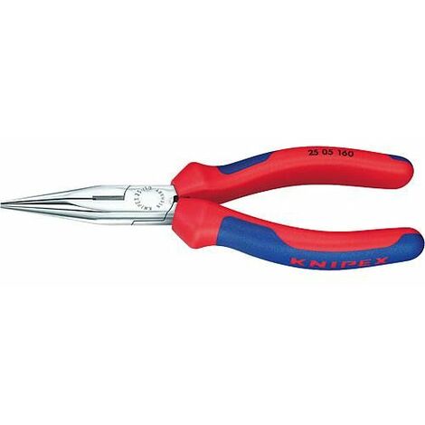 Pince a becs demi-ronds av lame chromee avec poignee bicolore machoire droite. Longueur 160 mm
