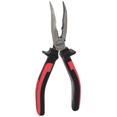 KS TOOLS 115.1019 Pince à becs demi-ronds coudé, à poignée bi-composants, L. 210 mm