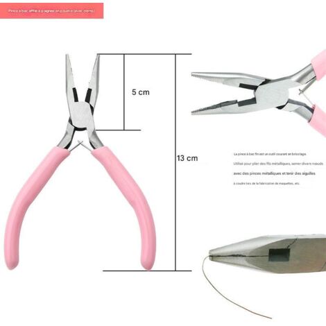 Pince à becs fins forgée en acier à haute teneur en carbone - Mini - Bricolage - Denté